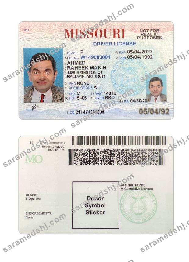USA Missouri driving license 2021-present